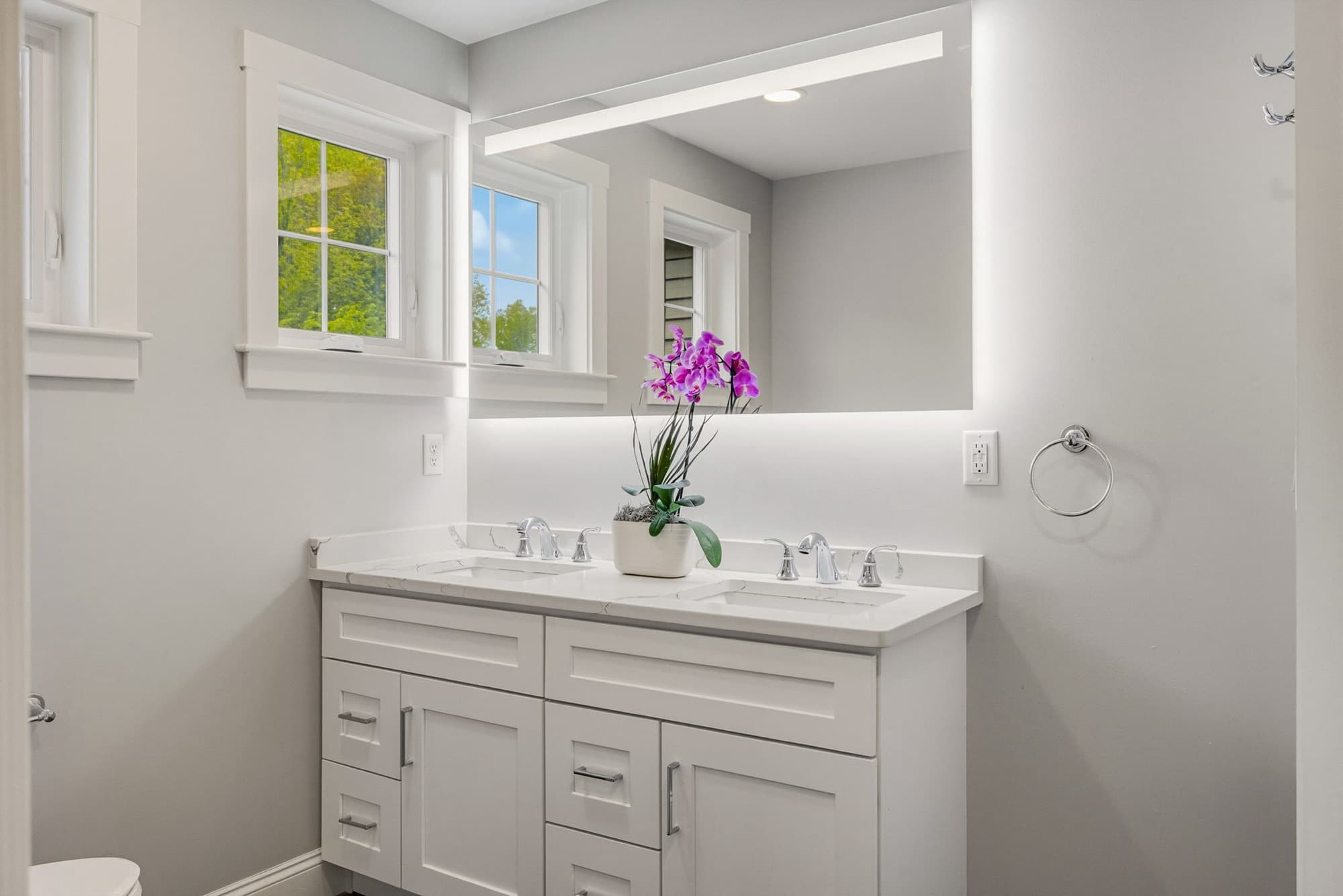 Primary bathroom with a double vanity