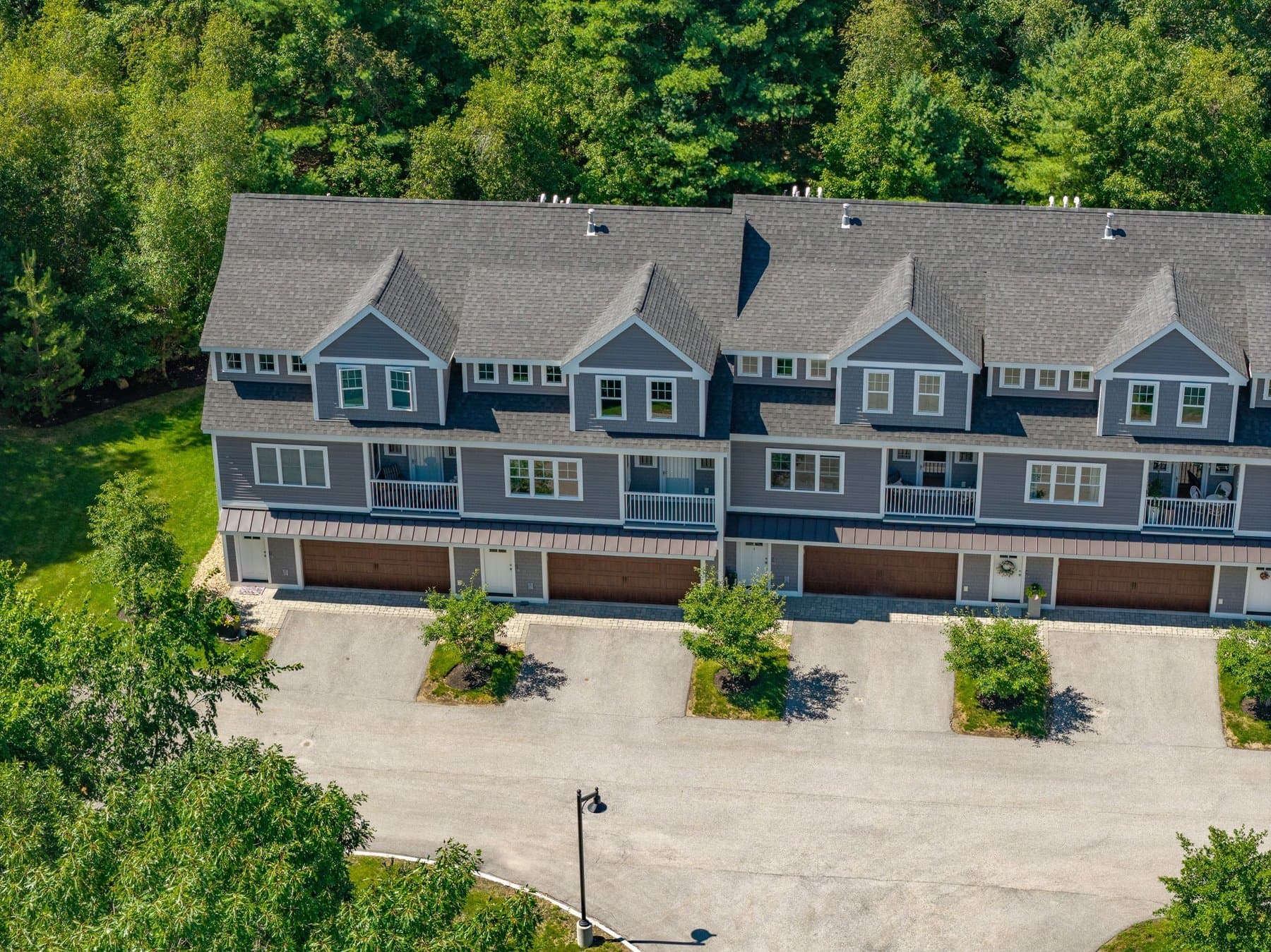 Aerial view of the townhouse row from above